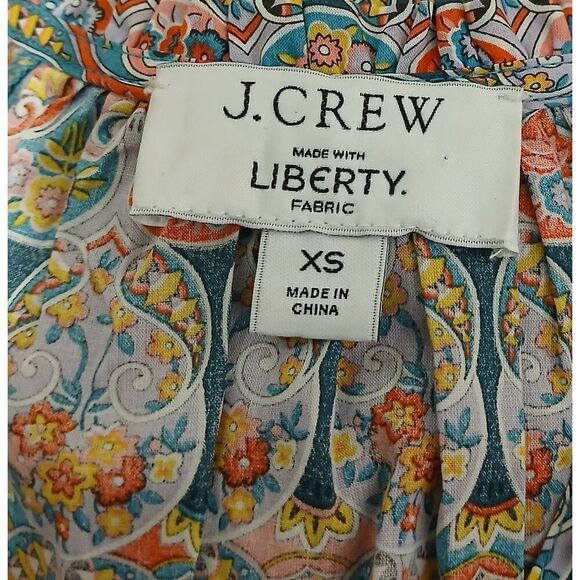 J crew womens small liberty fabric scallop cuff pink blue ditsy Floral shirt - Picture 6 of 6